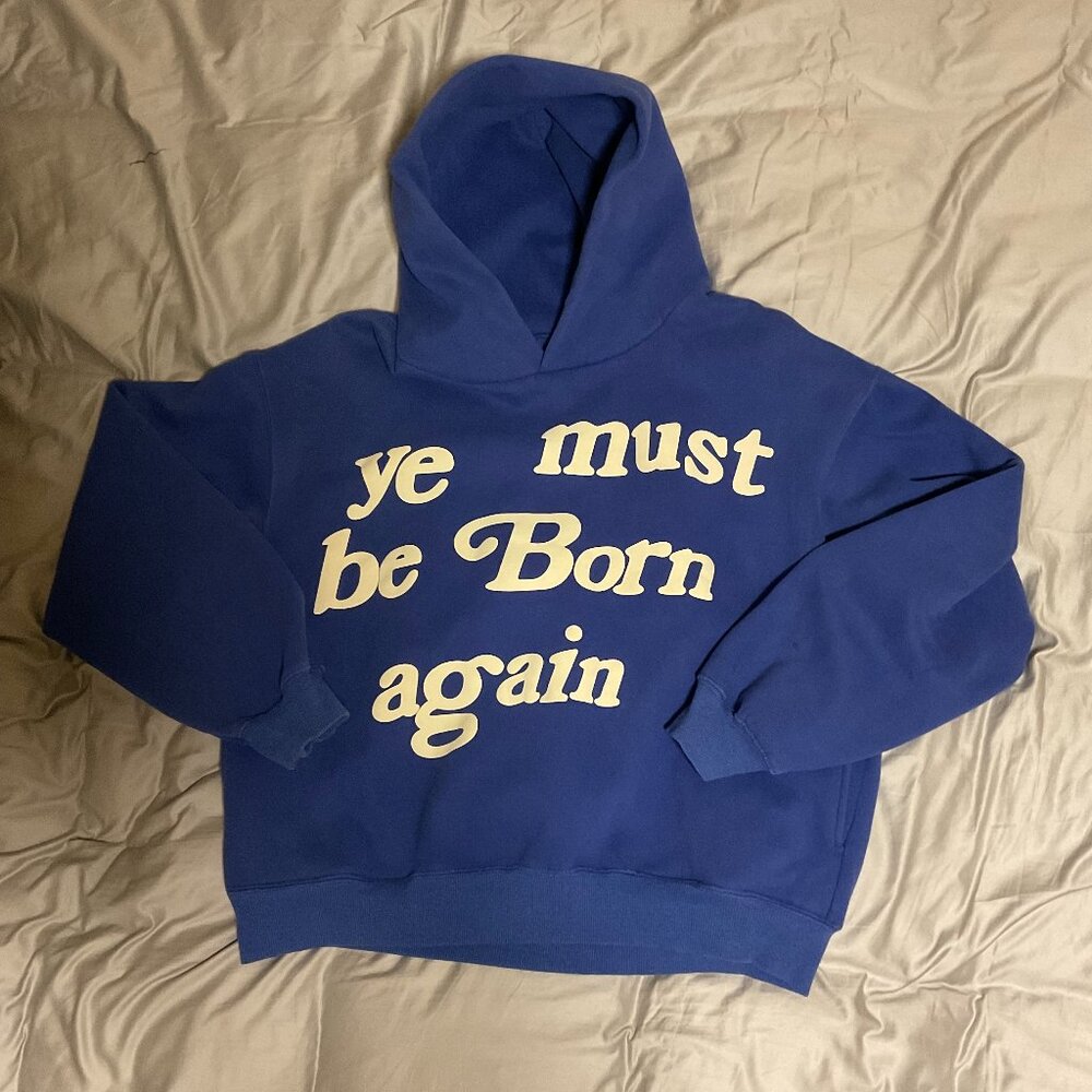 Blue CPFM "Yee Must Be Born Again" hoodie